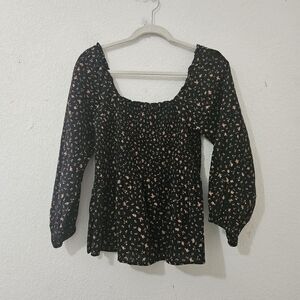 Madewell Georgette Lucie Bubble-Sleeve Smocked Top